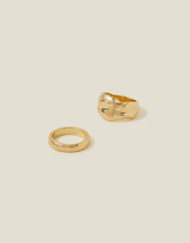 2-Pack Textured Chunky Rings Gold