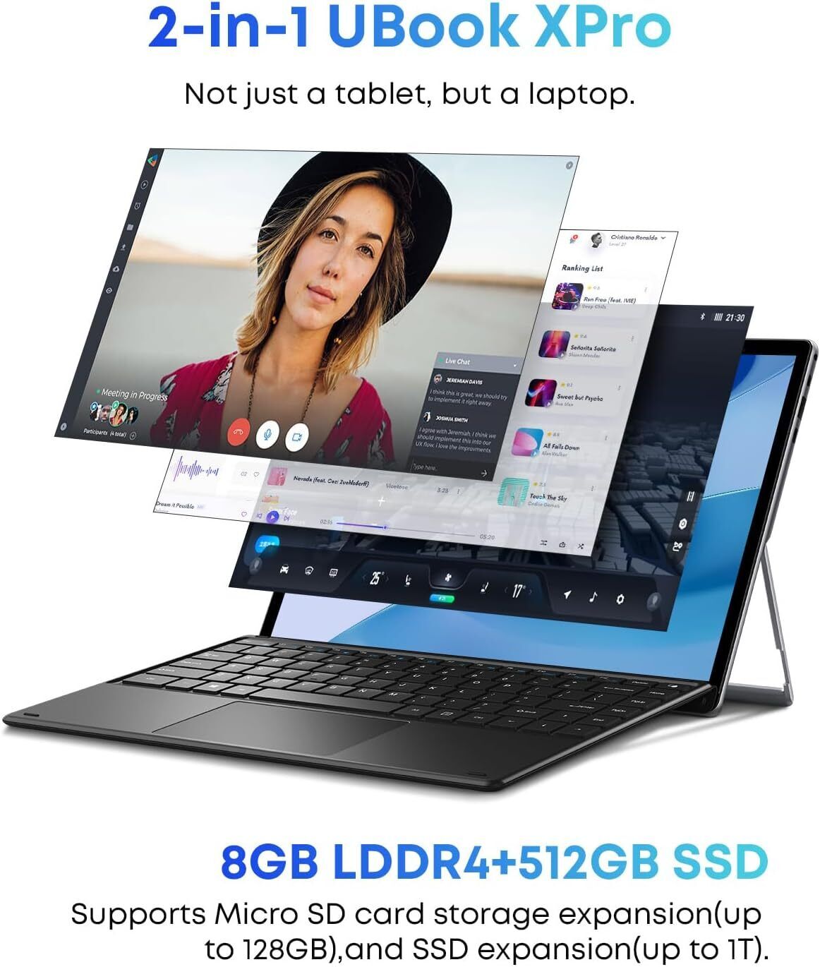 CHUWI 13'' UBook XPro Windows 11 Tablet/2 IN 1 Laptop intel Core i5 PC 8GB 512GB