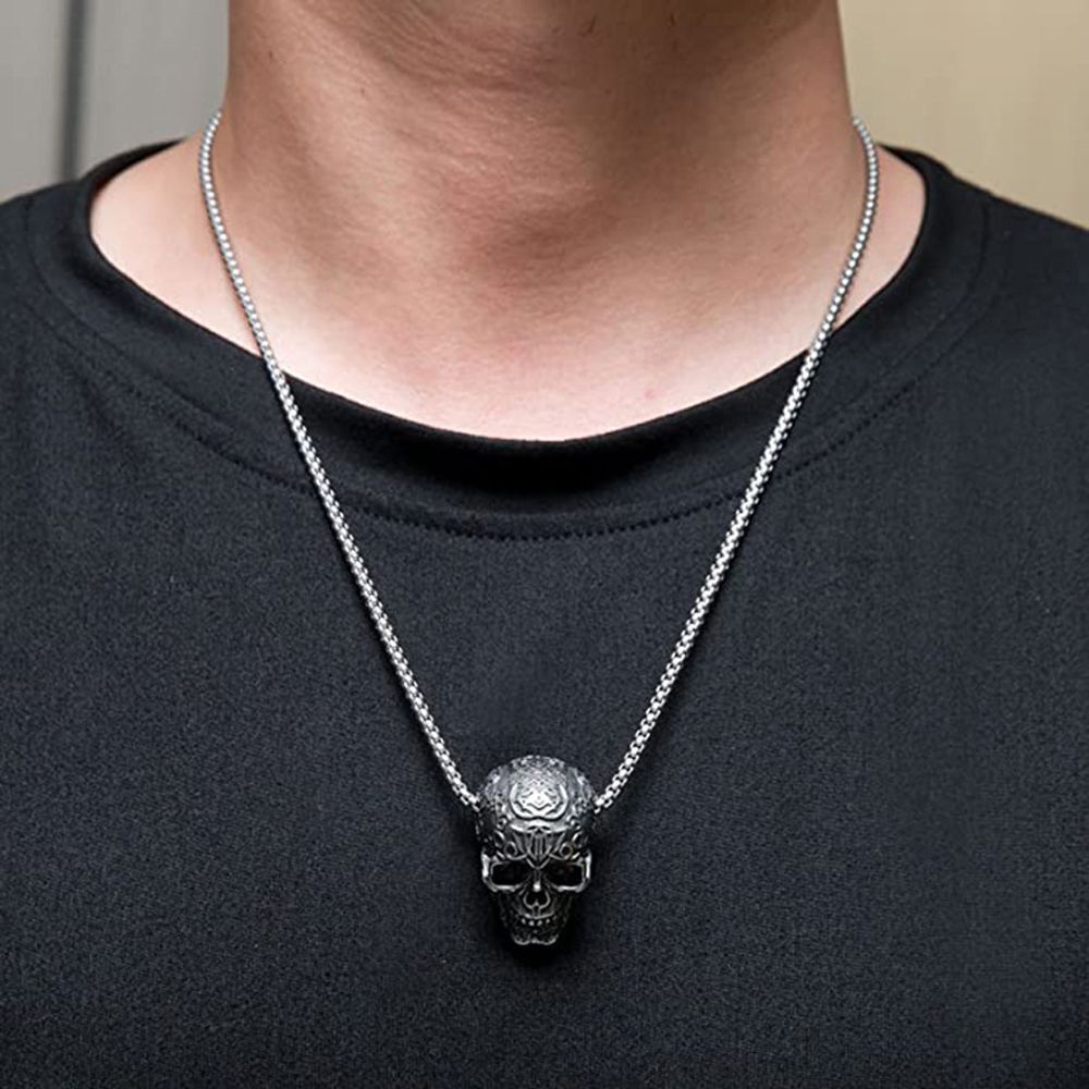 Jewelry Accessories Men's Neck Chains Skull Necklace Skeleton Pendant Choker