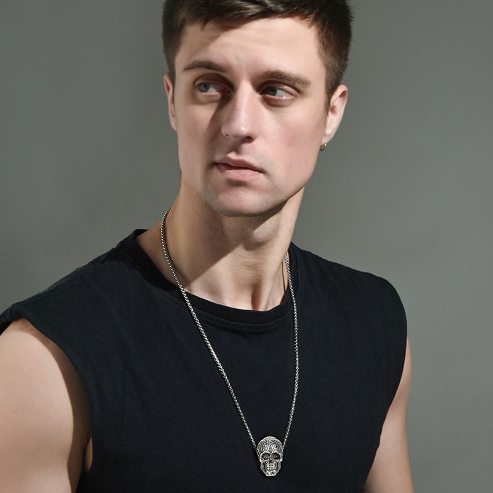 Jewelry Accessories Men's Neck Chains Skull Necklace Skeleton Pendant Choker