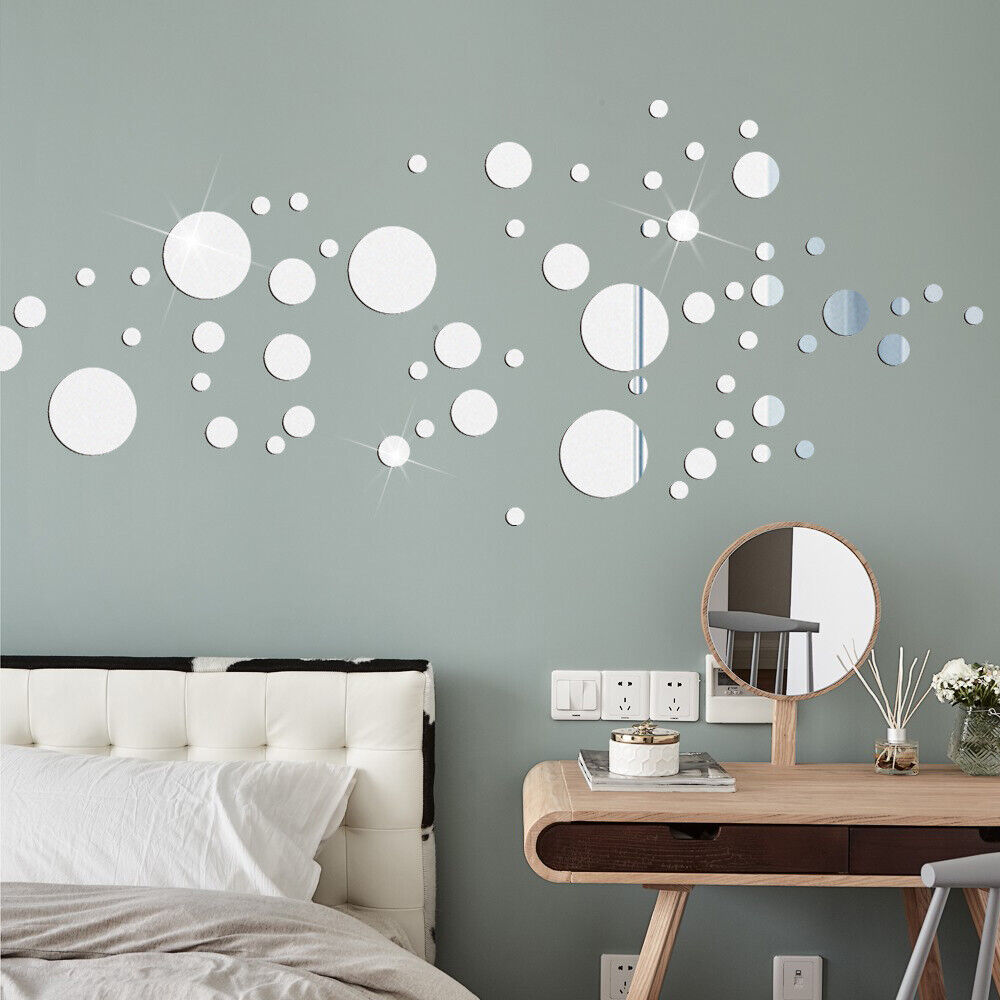 Round Acrylic Mirror Wall Sticker Mirror Pieces Self Adhesive Stick on Diy Home