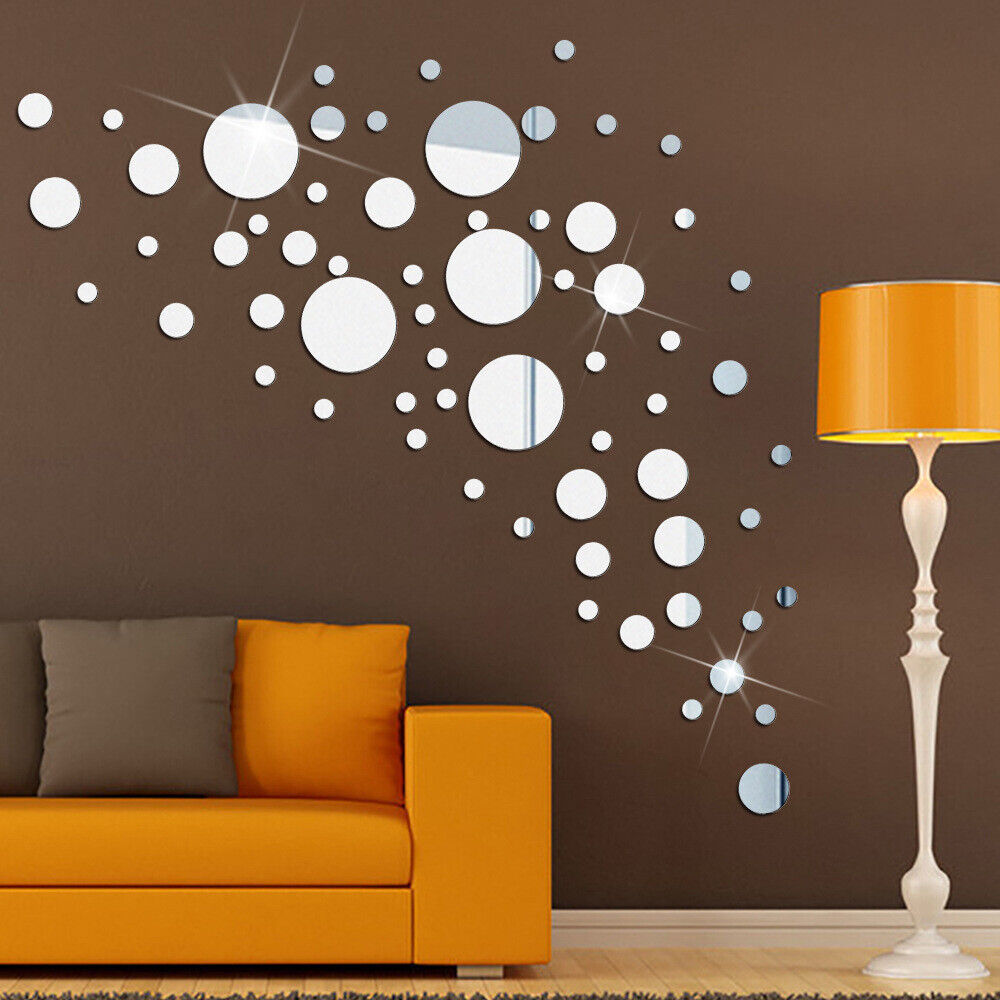 Round Acrylic Mirror Wall Sticker Mirror Pieces Self Adhesive Stick on Diy Home