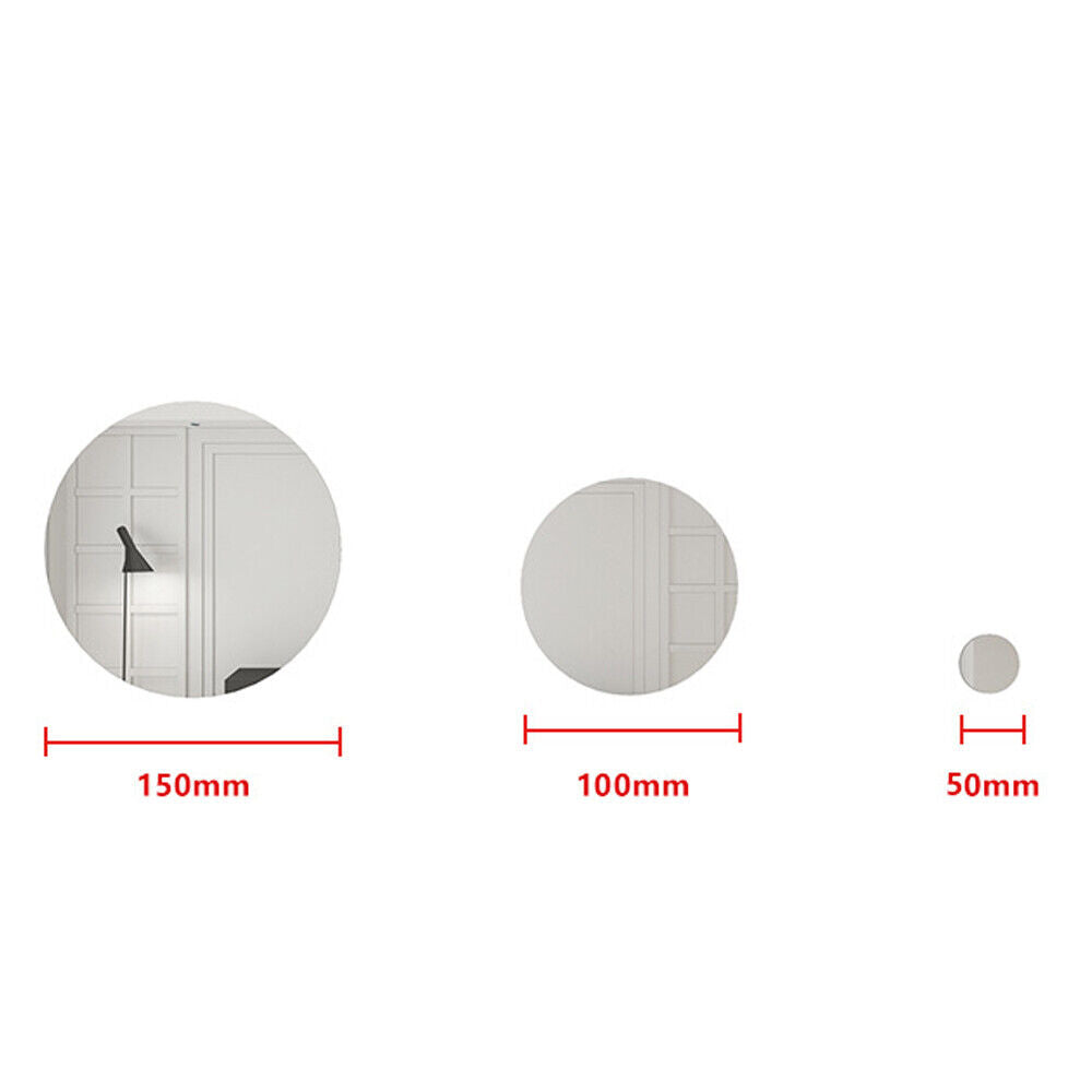 Round Acrylic Mirror Wall Sticker Mirror Pieces Self Adhesive Stick on Diy Home