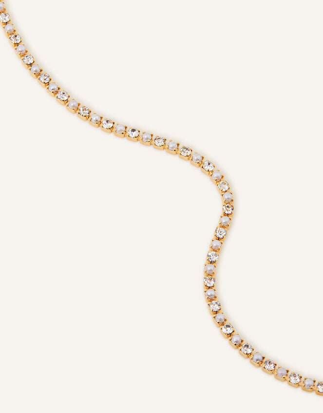 14 Ct Gold-Plated Pearl Sparkle Tennis Bracelet