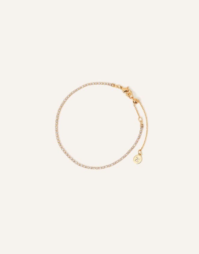 14 Ct Gold-Plated Pearl Sparkle Tennis Bracelet