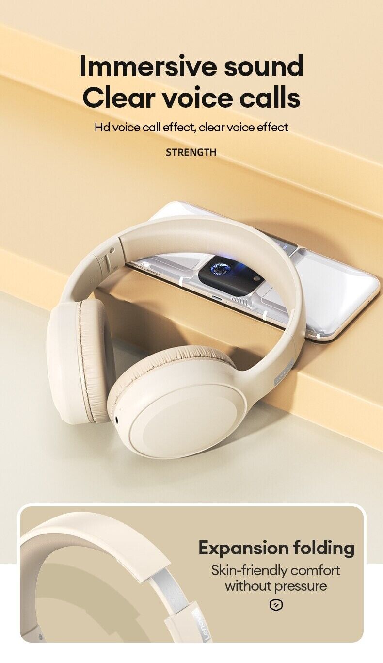 Lenovo TH30 Wireless Headphones Earphones Bluetooth 5.3 Foldable Gaming Headphon