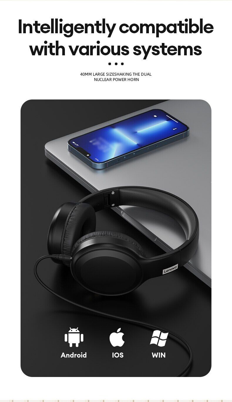 Lenovo TH30 Wireless Headphones Earphones Bluetooth 5.3 Foldable Gaming Headphon
