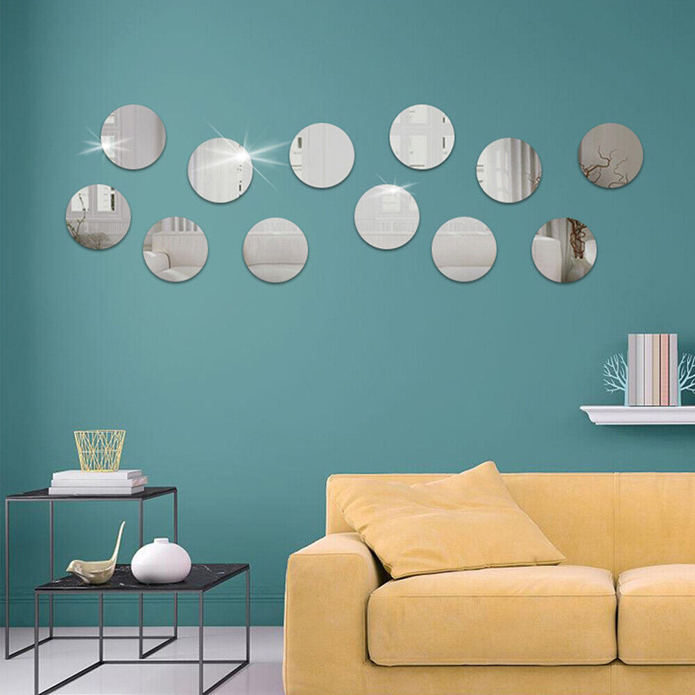 Round Acrylic Mirror Wall Sticker Mirror Pieces Self Adhesive Stick on Diy Home