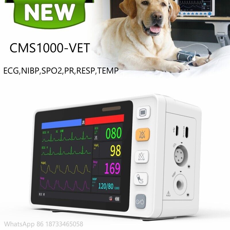 CONTEC CMS1000VET Animal Patient Monitor Vital Signs ECG NIBP SPO2 PR RESP TEMP