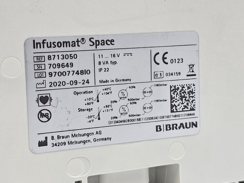 B Braun Ifusomat Space Infusion Pump DOM 2020 ICU